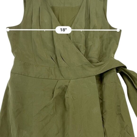 Banana Republic Wrap Midi Dress Green Career Sleeveless Size 12 - Picture 9 of 13